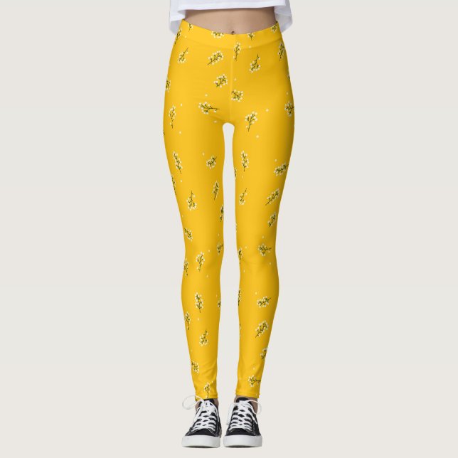 Bright Yellow-Orange Leggings for Standout Style (Front)