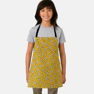 Bright Yellow Overlapping Floral Pattern Apron