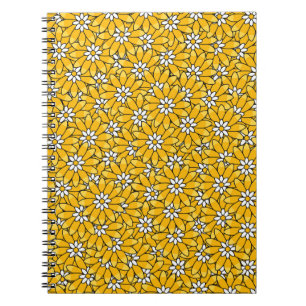 Bright Yellow Overlapping Floral Pattern Notebook