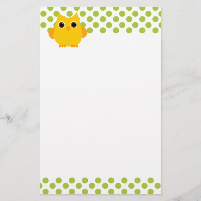 Bright Yellow Owl Stationery (Front)