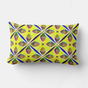  Bright Yellow Pattern Graphic Illustration Lumbar Cushion