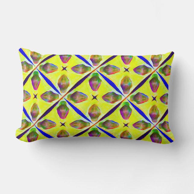  Bright Yellow Pattern Graphic Illustration Lumbar Cushion (Front)