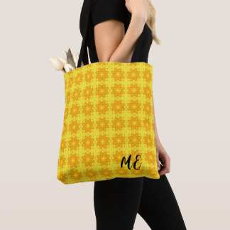 bright yellow patterned customisable tote bag
