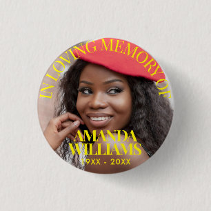 Bright Yellow   Personalized Photo Memorial 3 Cm Round Badge