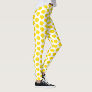 Bright Yellow Pig Pattern Leggings