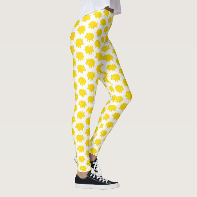 Bright Yellow Pig Pattern Leggings (Right)