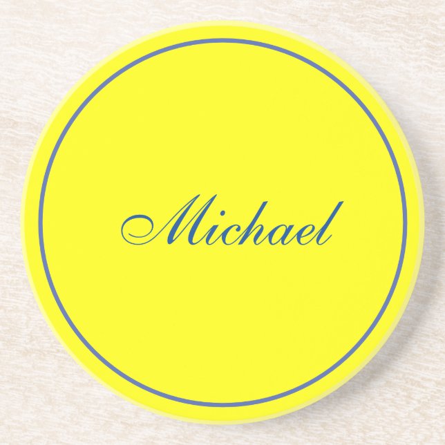 Bright Yellow Plain Elegant Professional Modern Coaster (Front)