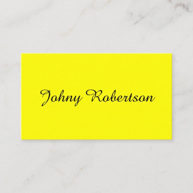 Bright Yellow Plain Elegant Professional Modern Enclosure Card (Front)