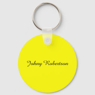 Bright Yellow Plain Elegant Professional Modern Key Ring