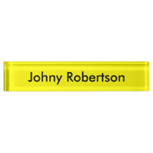 Bright Yellow Plain Elegant Professional Modern Nameplate