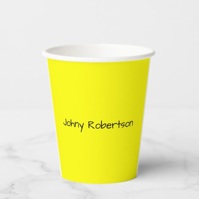 Bright Yellow Plain Elegant Professional Modern Paper Cups (Front)