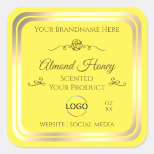 Bright Yellow Product Label Gold Frame with Logo