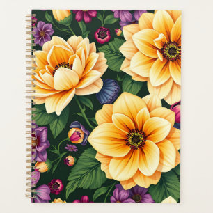 Bright Yellow & Purple Flowers Colourful Floral Planner
