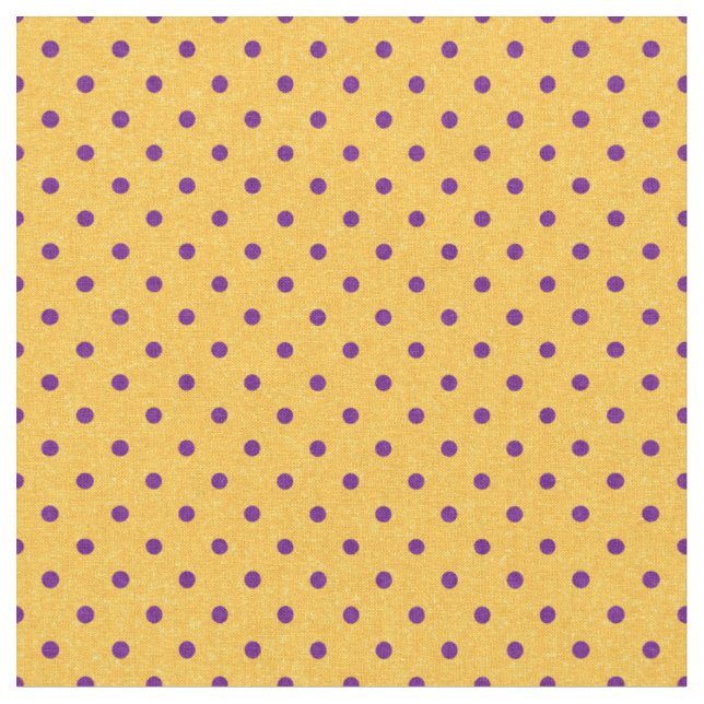 Bright Yellow & Purple Polka Dots Fabric (Close Up)
