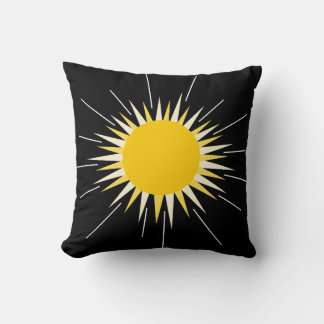 Bright yellow radiant shining sun cushion