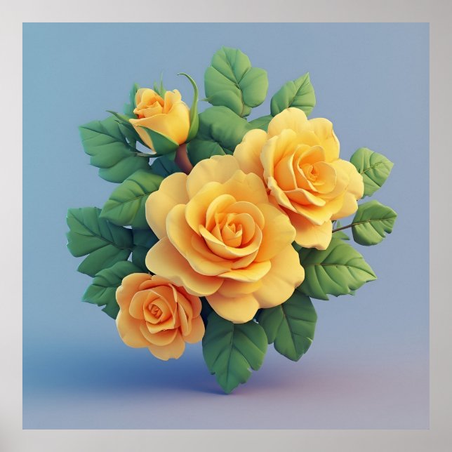 Bright Yellow Rose Bouquet Poster (Front)