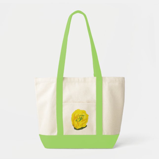 Bright Yellow Rose Bridesmaid monogram tote bags (Front)