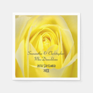 Bright yellow rose flowers country wedding napkin