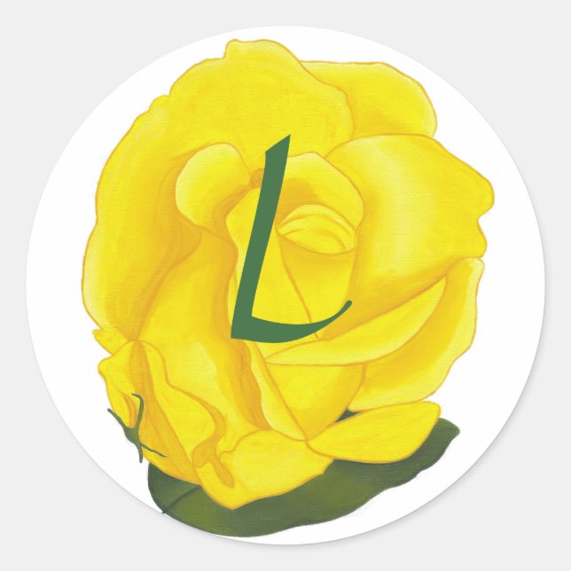 Bright Yellow Rose, Monogram Wedding Seals (Front)