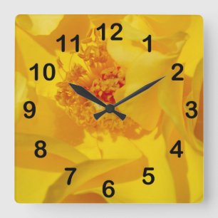 Bright Yellow Rose Square Wall Clock