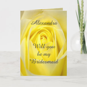 Bright yellow rose will you be my bridesmaid invitation