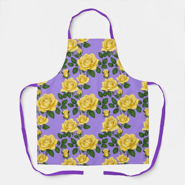 Bright Yellow Roses With Green Leaves  Apron (Front)