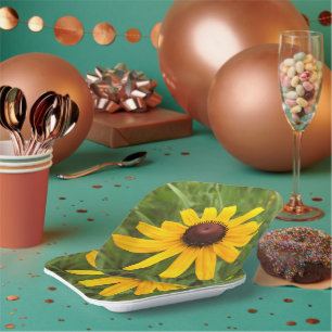 Bright Yellow  Rudbeckia Photography Picnic Paper Plate