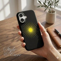 Bright Yellow Shining Star Mark on Modern Black