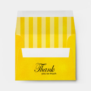 Bright Yellow Smudge Line Stripes Thank You Envelope