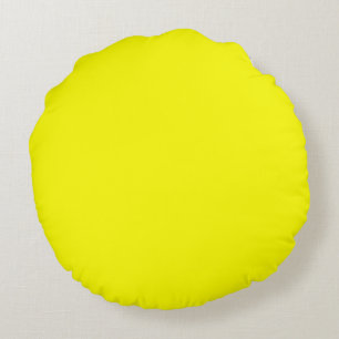 Bright yellow solid basic plain colour round cushion