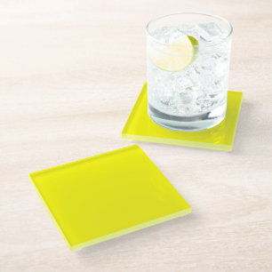 Bright yellow (solid colour) glass coaster