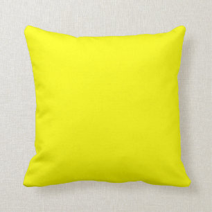 Bright yellow solid plain c Custom Throw Pillow
