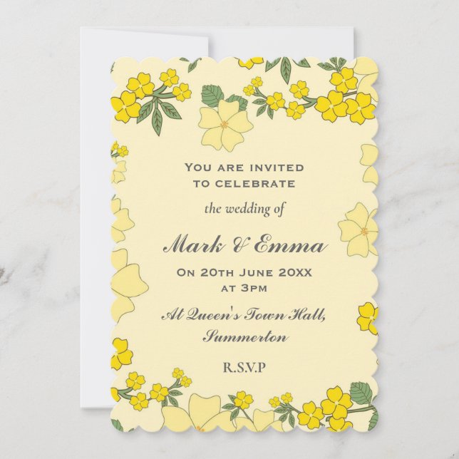 Bright Yellow Spring Floral Invitation (Front)