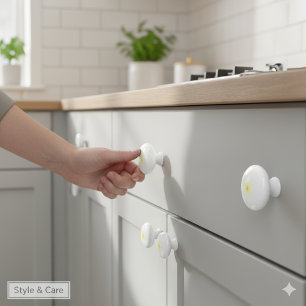 Bright Yellow Star Mark on Stylish Ceramic Knob