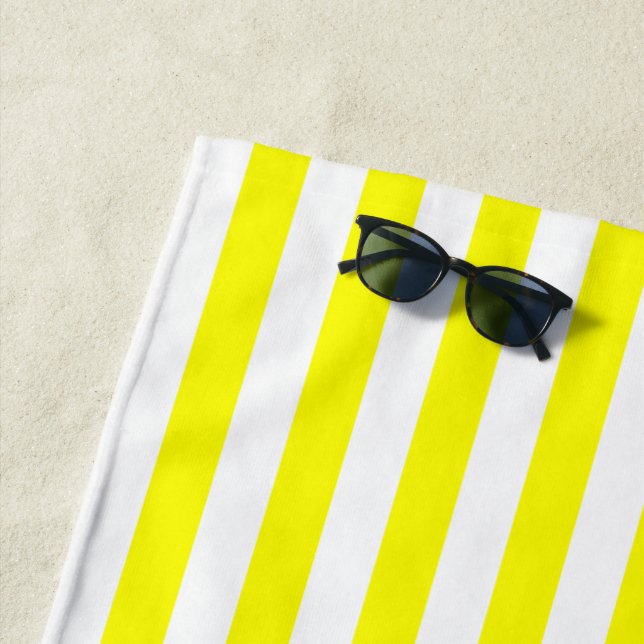 Bright Yellow Stripes Beach Towel (In Situ)