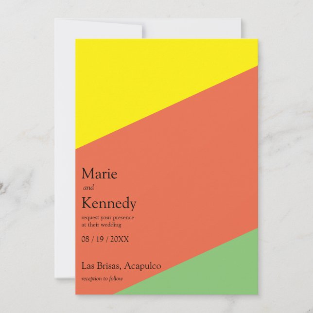 Bright Yellow Summer Colours Digital Wedding Invitation (Front)