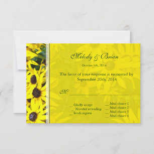 bright yellow summer daisy flowers rsvp wedding card