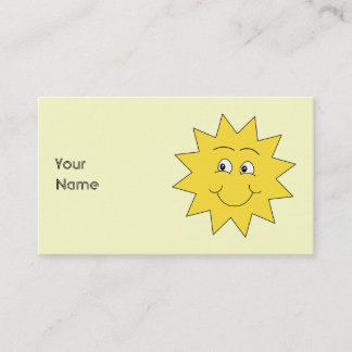 Bright Yellow Summer Sun. Smiling Face. Business Card
