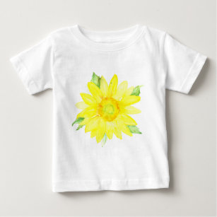 Bright Yellow Summer Sunflower Watercolor Baby T-Shirt