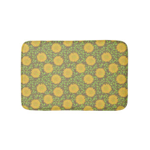 Bright Yellow Summer Sunflowers Bath Mat