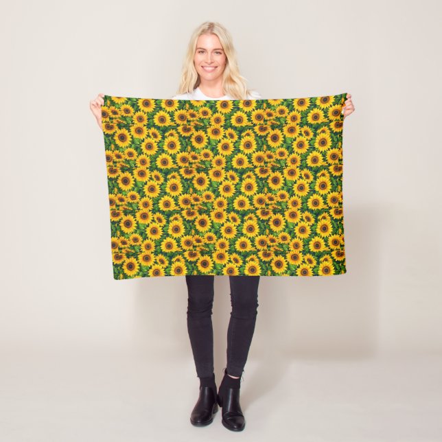 Bright Yellow Sunflower Art Blanket (In Situ)