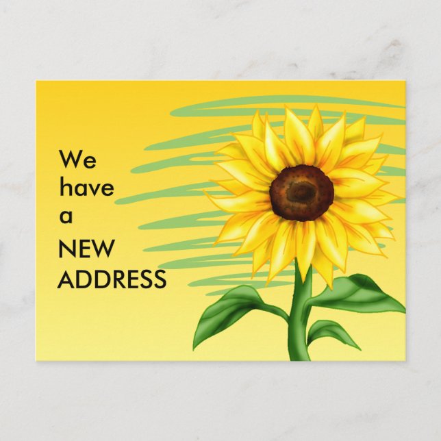 Bright Yellow Sunflower Change of Address Announcement Postcard (Front)