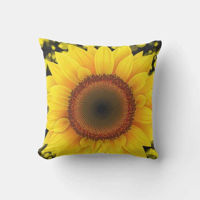 Bright Yellow Sunflower Cushion (Front)