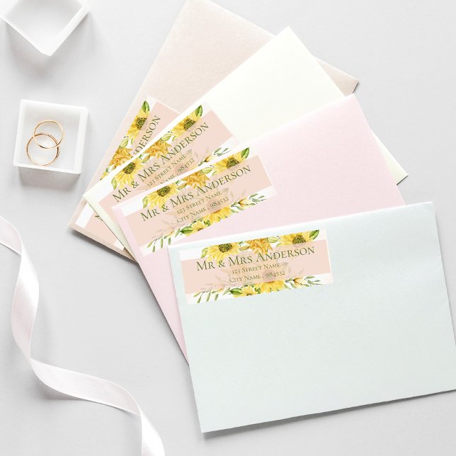 Bright Yellow Sunflower Floral Return Address (Bright Yellow Sunflower Floral Return Address Label)