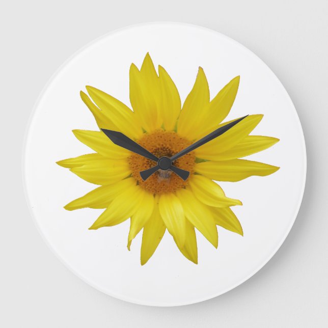 Bright Yellow Sunflower Large Clock (Front)