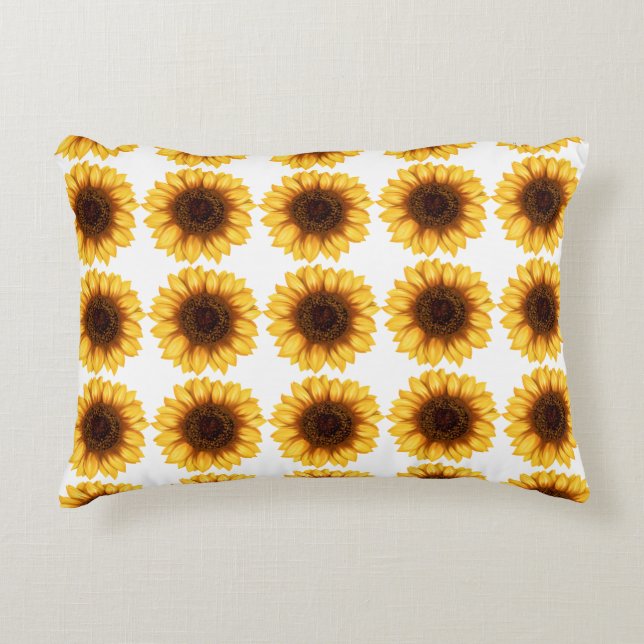 Bright Yellow Sunflower Pattern Decorative Accent Decorative Cushion (Front)