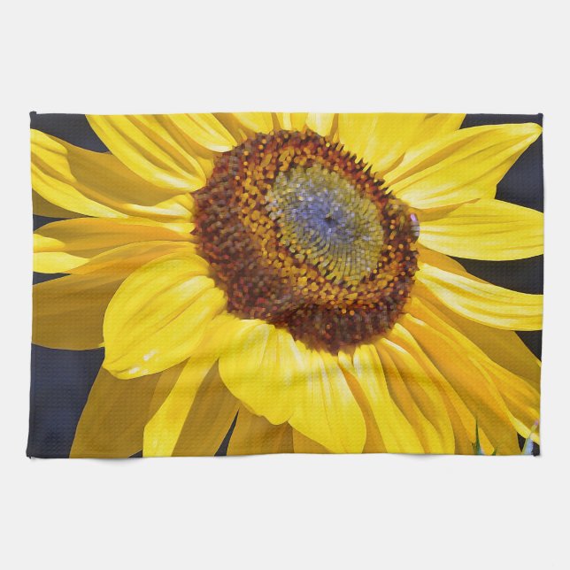 Bright yellow sunflower tea towel (Horizontal)