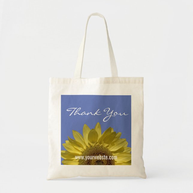 bright yellow sunflower thank you tote bag (Front)