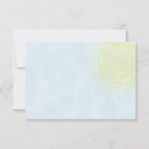 Bright Yellow Sunshine In Blue Sky Blank Card