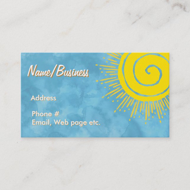 Bright Yellow Sunshine In Blue Sky Custom   Business Card (Front)